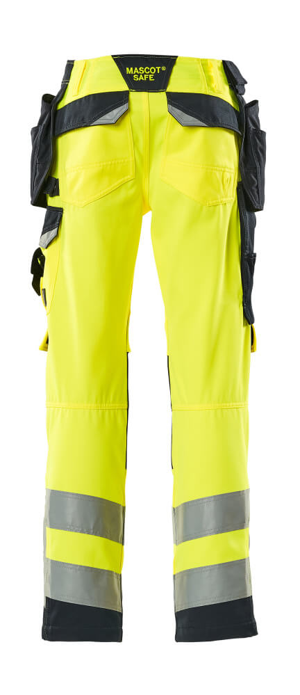 Housut riipputaskuilla - 15531-860 - hi-vis keltainen/tumma laivastonsininen