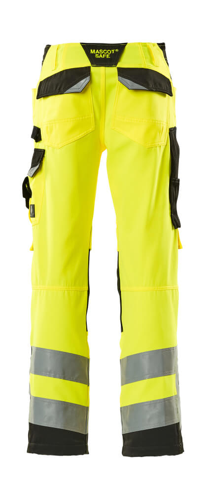 Housut polvitaskuilla - 15579-860 - hi-vis keltainen/musta