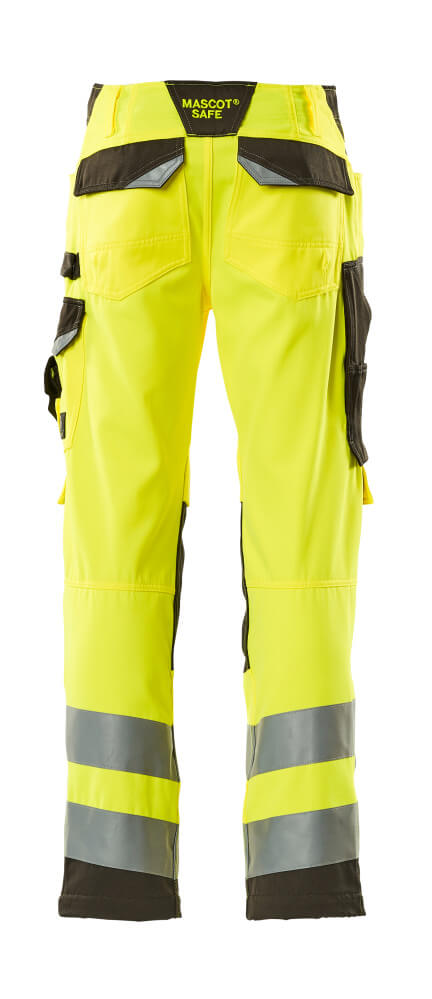 Housut polvitaskuilla - 15579-860 - hi-vis keltainen/tumma antrasiitti