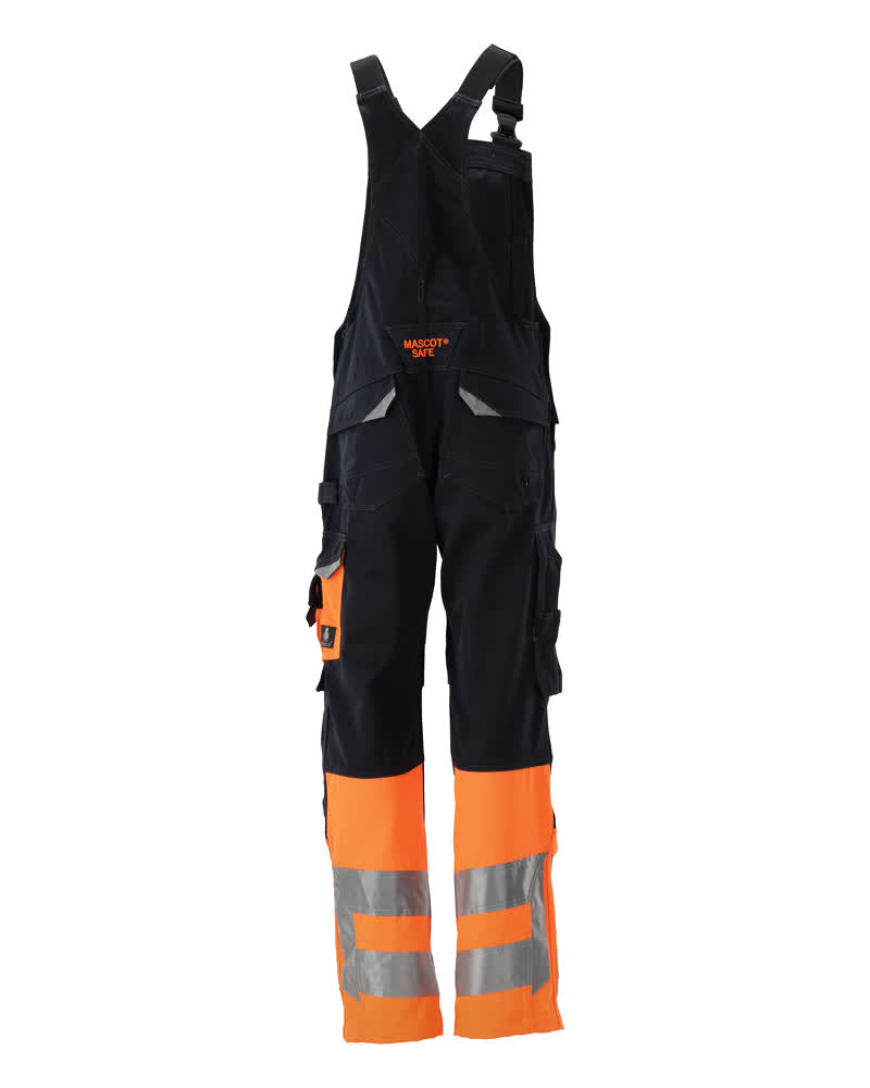Avohaalari polvitaskuilla - 15669-860 - tumma laivastonsininen/hi-vis oranssi