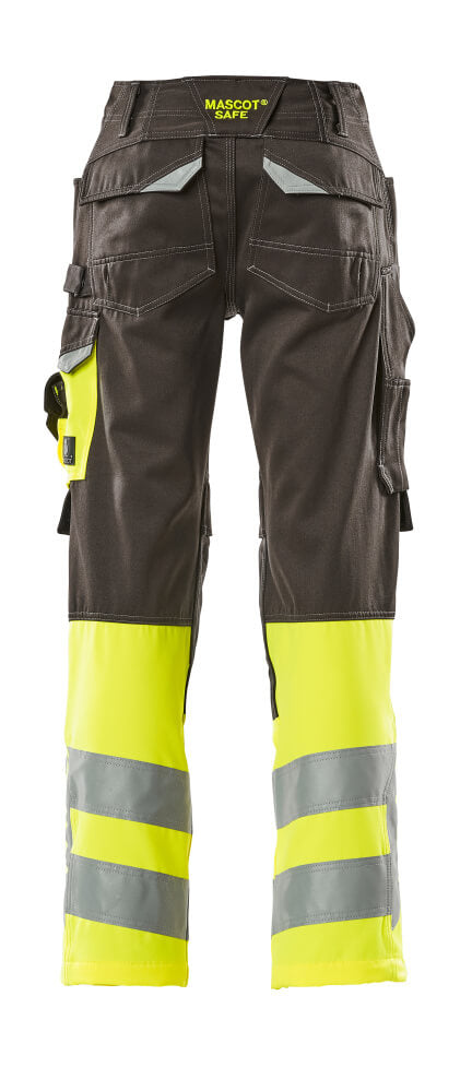 Housut polvitaskuilla - 15679-860 - tumma antrasiitti/hi-vis keltainen