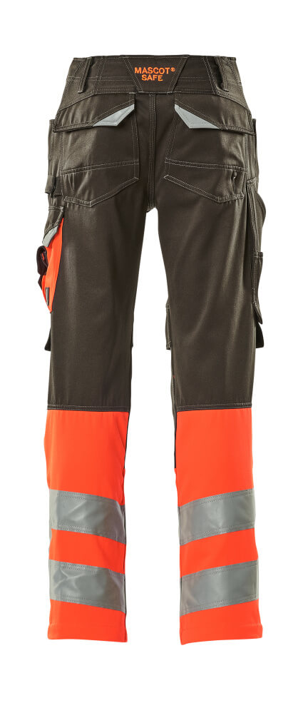 Housut polvitaskuilla - 15679-860 - tumma antrasiitti/hi-vis punainen