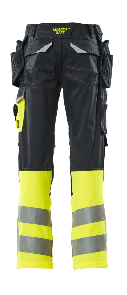 Housut riipputaskuilla - 17531-860 - tumma laivastonsininen/hi-vis keltainen