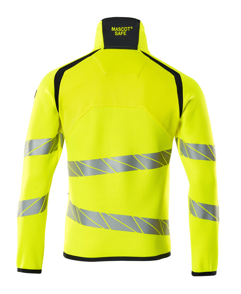 Neulepusero lyhyellä vetoketjulla - 19005-351 - hi-vis keltainen/tumma laivastonsininen