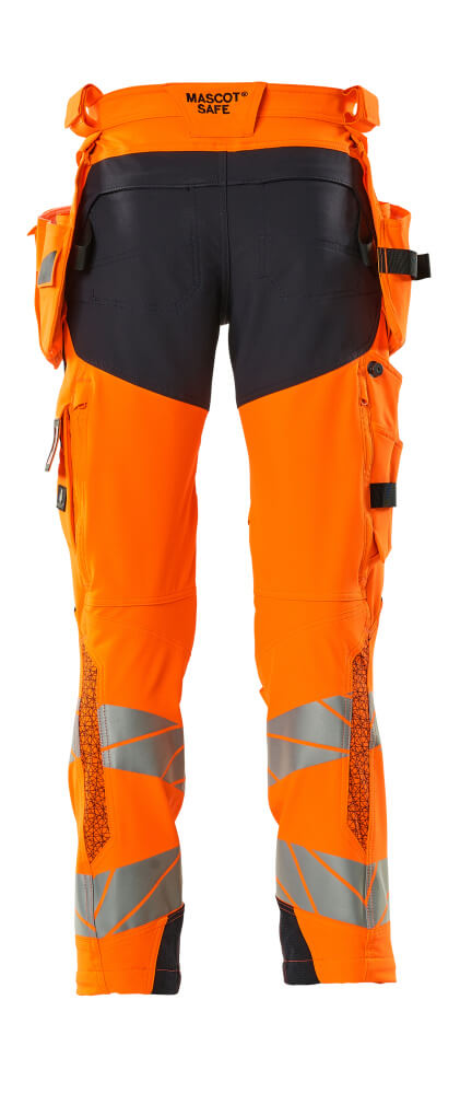 Housut riipputaskuilla - 19031-711 - hi-vis oranssi/tumma laivastonsininen