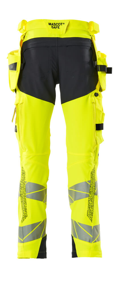 Housut riipputaskuilla - 19031-711 - hi-vis keltainen/tumma laivastonsininen