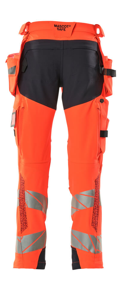 Housut riipputaskuilla - 19031-711 - hi-vis punainen/syvä tummansininen