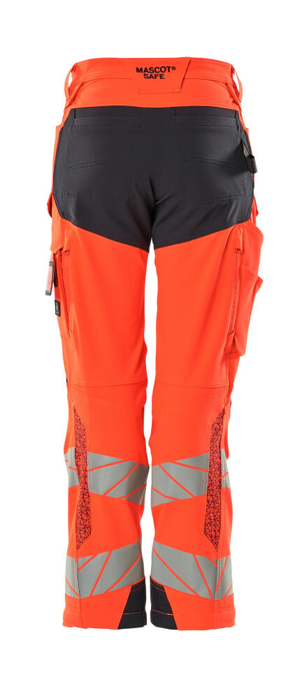 Housut polvitaskuilla - 19078-511 - hi-vis punainen/syvä tummansininen