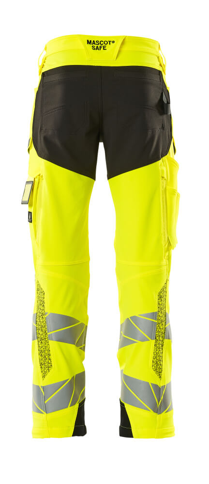 Housut polvitaskuilla - 19079-511 - hi-vis keltainen/musta