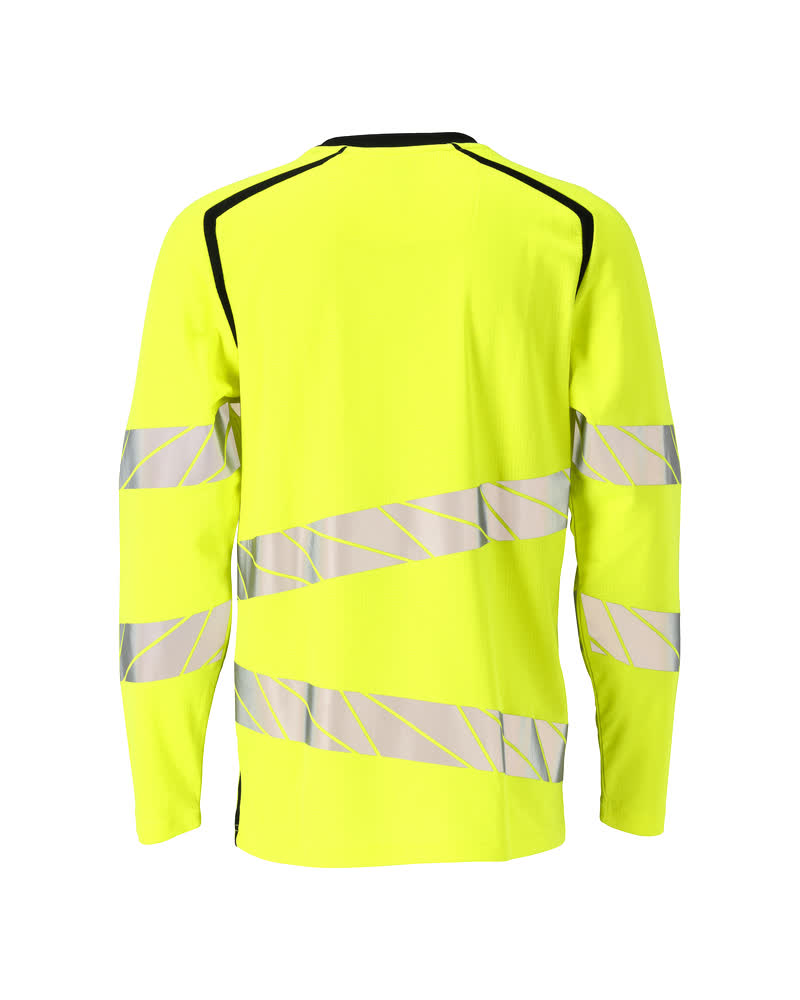 T-Paita, pitkähihainen - 19081-771 - hi-vis keltainen/musta