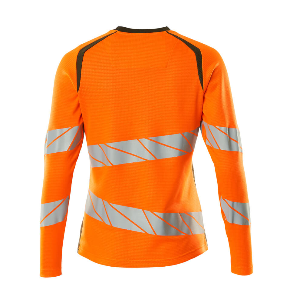 T-Paita, pitkähihainen - 19091-771 - hi-vis oranssi/sammaleenvihreä