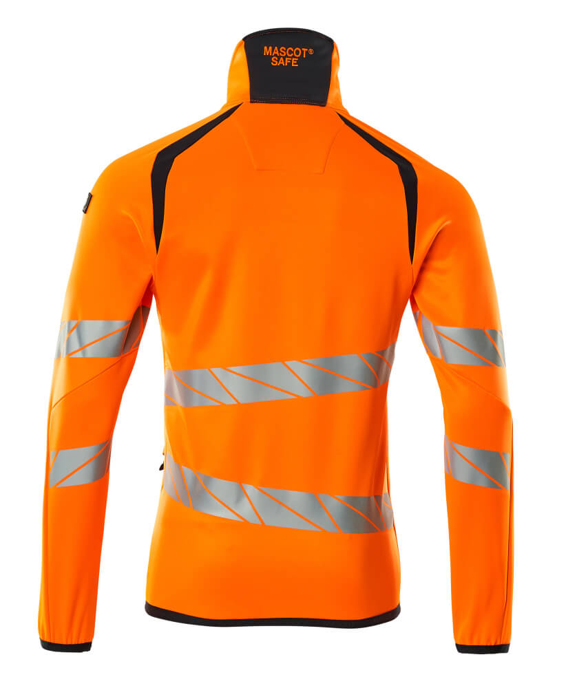 Fleecepusero vetoketjulla - 19103-315 - hi-vis oranssi/tumma laivastonsininen