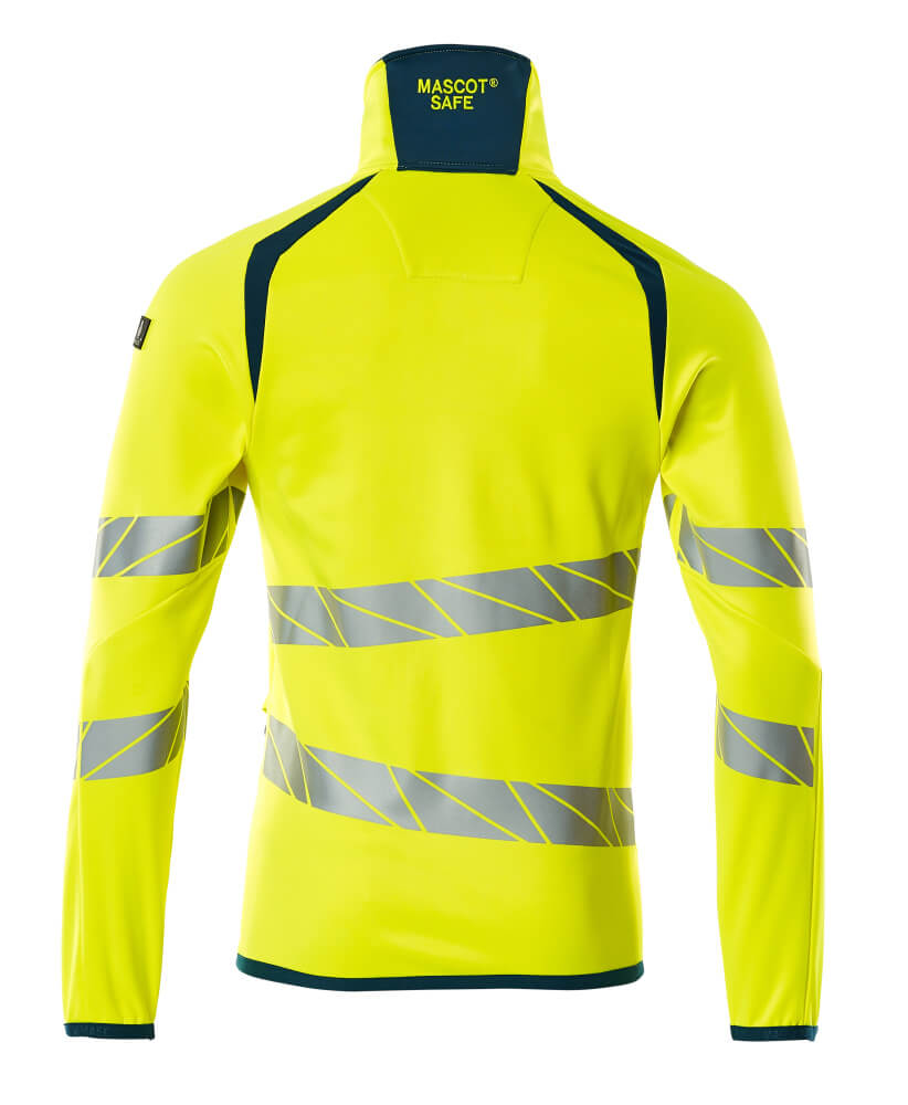 Fleecepusero vetoketjulla - 19103-315 - hi-vis keltainen/tumma petrooli