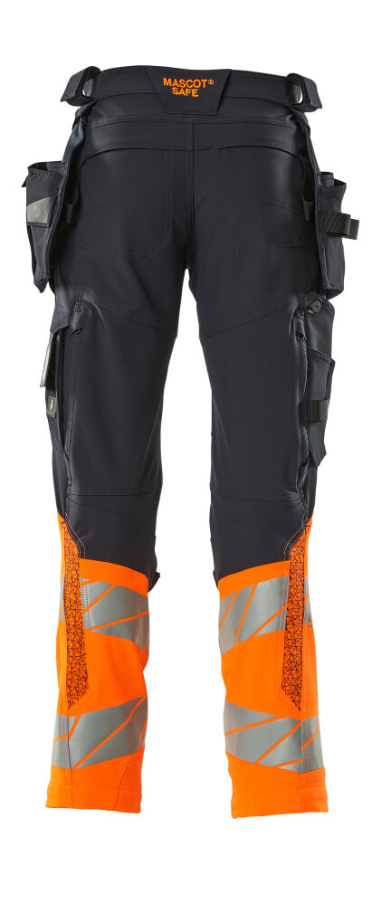 Housut riipputaskuilla - 19131-711 - tumma laivastonsininen/hi-vis oranssi