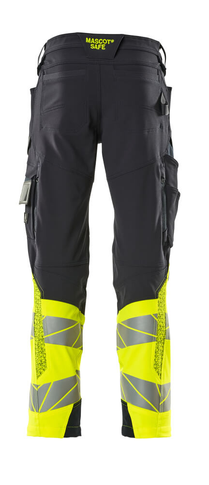 Housut polvitaskuilla - 19179-511 - tumma laivastonsininen/hi-vis keltainen