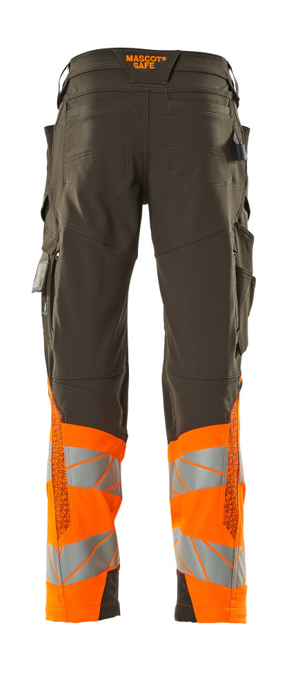 Housut polvitaskuilla - 19179-511 - tumma antrasiitti/hi-vis oranssi