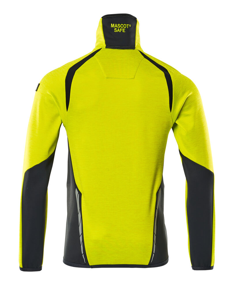 Fleecepusero lyhyellä vetoketjulla - 19303-316 - hi-vis keltainen/tumma laivastonsininen
