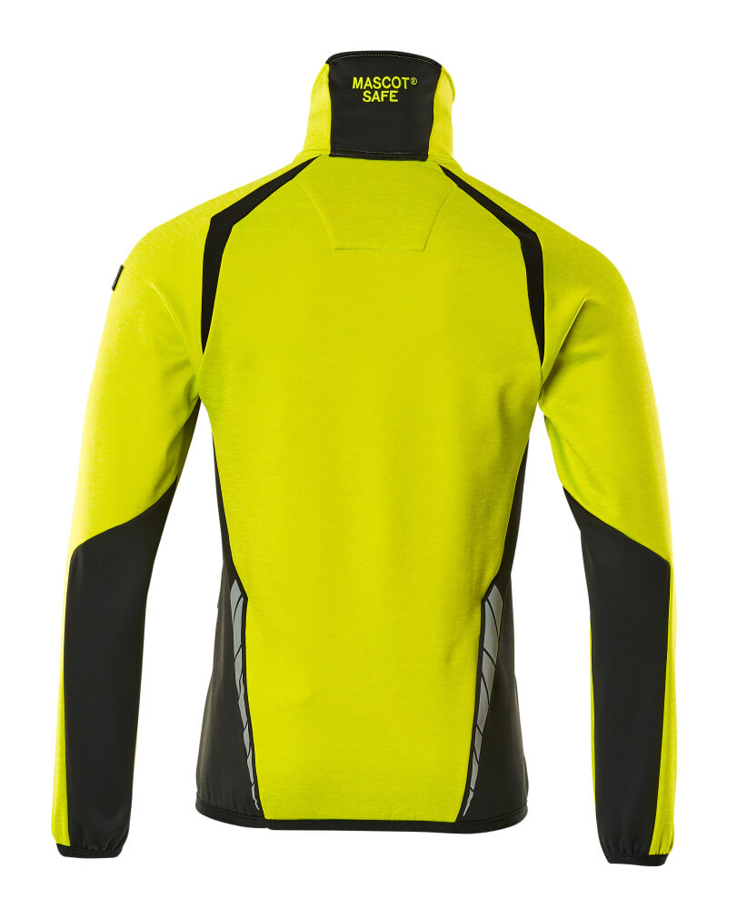 Fleecepusero lyhyellä vetoketjulla - 19303-316 - hi-vis keltainen/musta