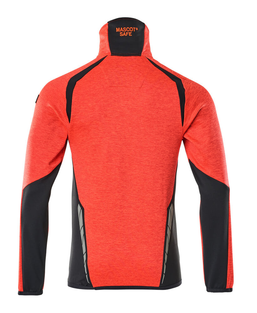 Fleecepusero lyhyellä vetoketjulla - 19303-316 - hi-vis punainen/syvä tummansininen