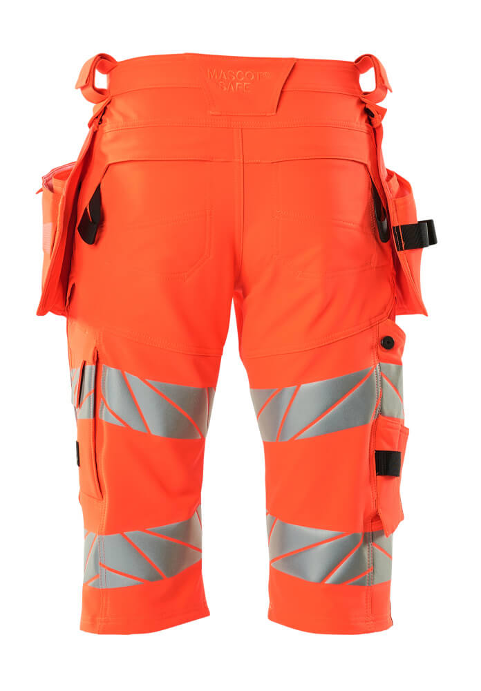 Shortsit, pitkät, riipputaskuilla - 19349-711 - hi-vis punainen