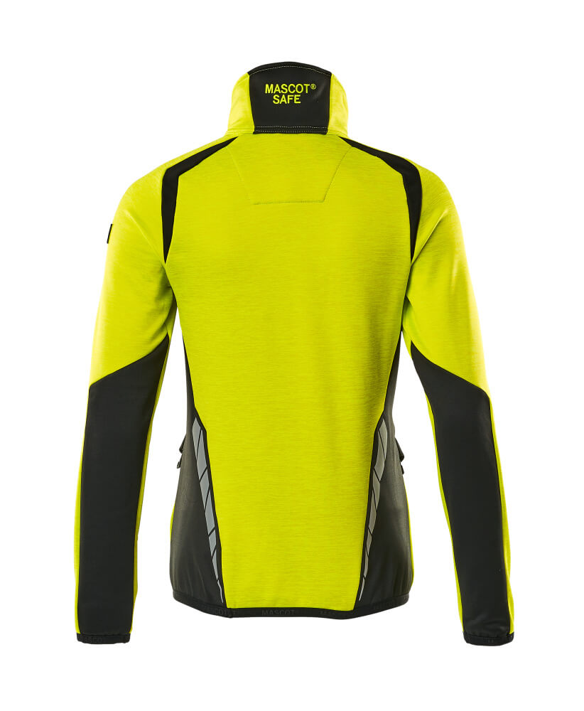 Fleecepusero lyhyellä vetoketjulla - 19353-316 - hi-vis keltainen/musta
