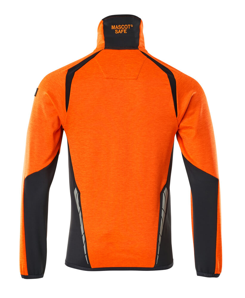 Fleecepusero vetoketjulla - 19403-316 - hi-vis oranssi/tumma laivastonsininen