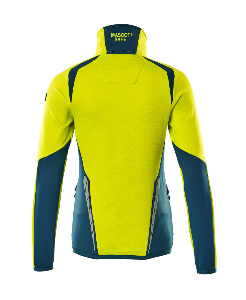 Fleecepusero vetoketjulla - 19453-316 - hi-vis keltainen/tumma petrooli