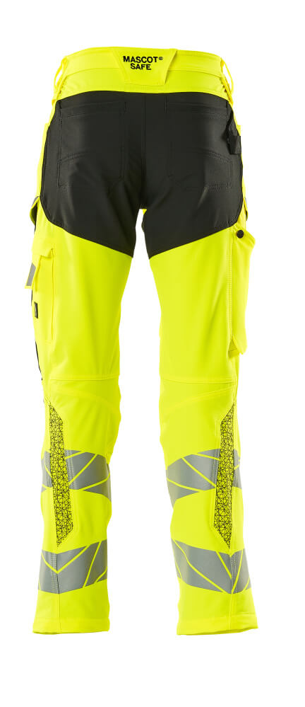 Housut polvitaskuilla - 19479-711 - hi-vis keltainen/musta