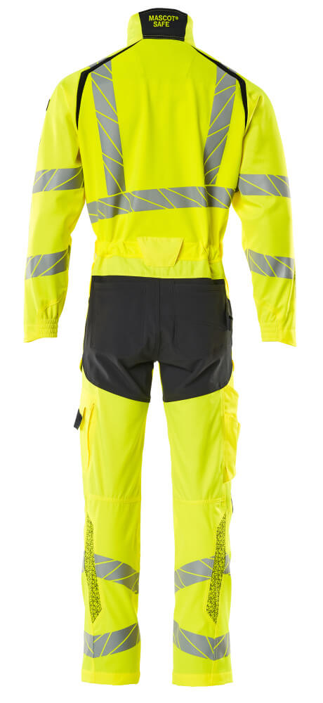 Umpihaalari polvitaskuilla - 19519-236 - hi-vis keltainen/tumma laivastonsininen