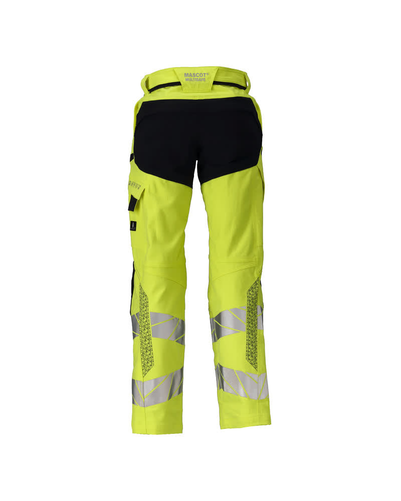 Housut polvitaskuilla - 21078-284 - hi-vis keltainen/tumma laivastonsininen