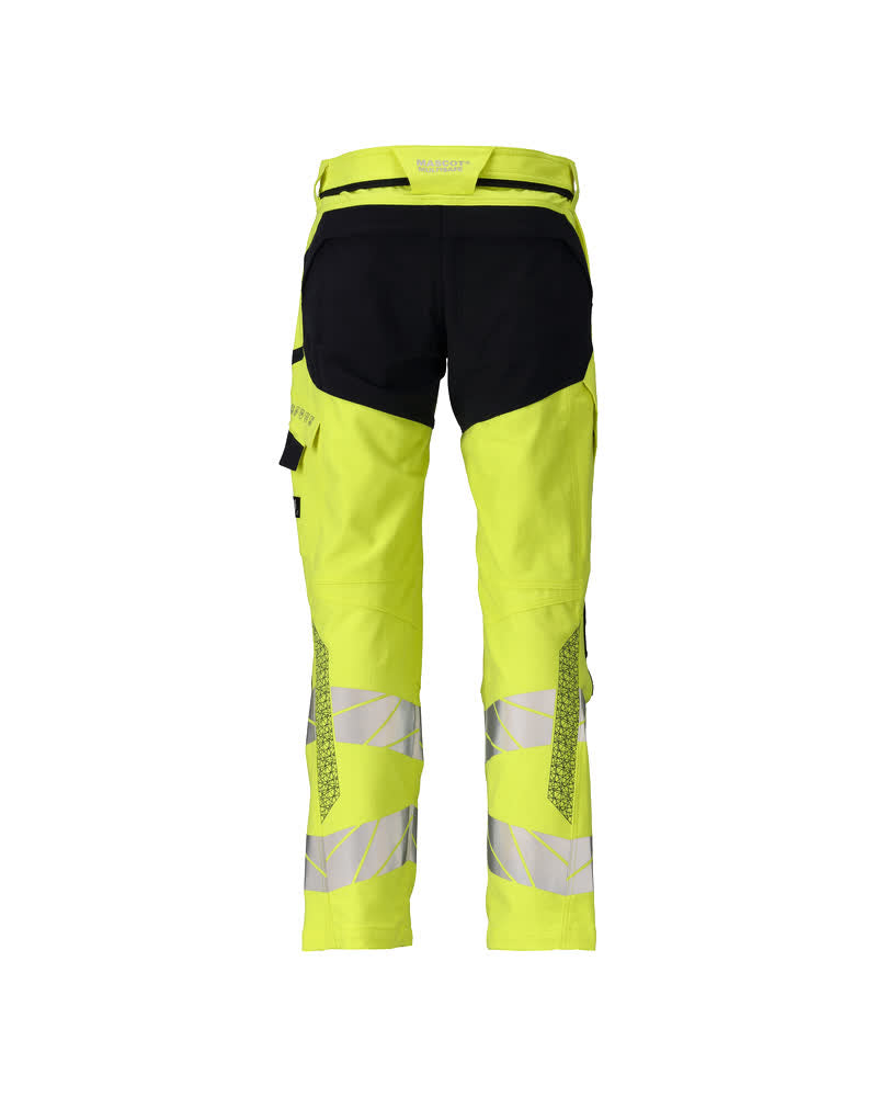 Housut polvitaskuilla - 21079-284 - hi-vis keltainen/tumma laivastonsininen