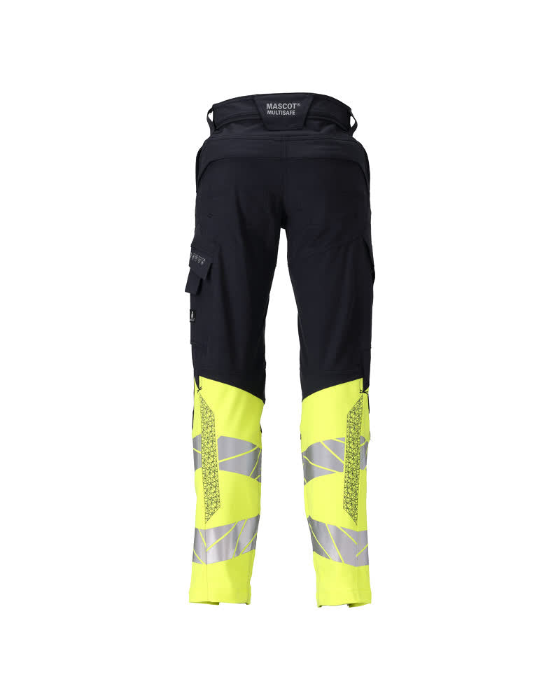 Housut polvitaskuilla - 21178-284 - tumma laivastonsininen/hi-vis keltainen