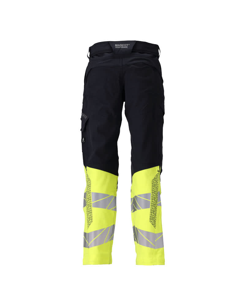 Housut polvitaskuilla - 21179-284 - tumma laivastonsininen/hi-vis keltainen