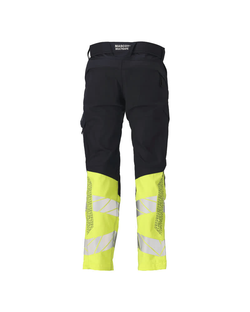 Housut polvitaskuilla - 21479-281 - tumma laivastonsininen/hi-vis keltainen