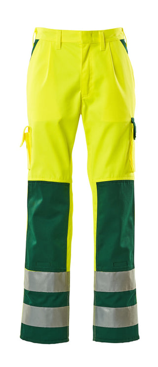 Housut polvitaskuilla - 07179-470 - hi-vis keltainen/vihreä