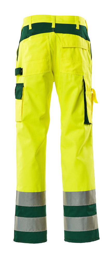 Housut polvitaskuilla - 07179-470 - hi-vis keltainen/vihreä