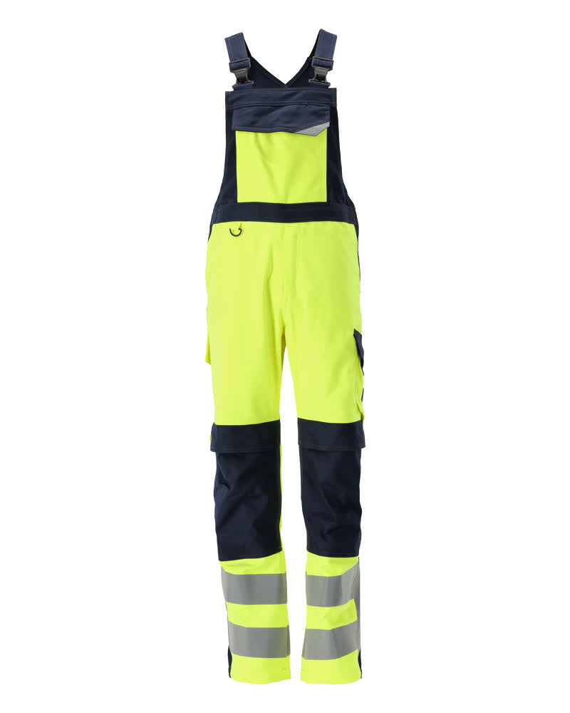 Avohaalari polvitaskuilla - 13869-216 - hi-vis keltainen/tumma laivastonsininen