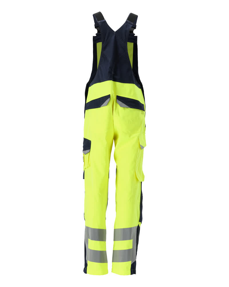 Avohaalari polvitaskuilla - 13869-216 - hi-vis keltainen/tumma laivastonsininen