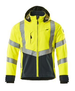 Softshell-takki - 15502-246 - hi-vis keltainen/tumma laivastonsininen