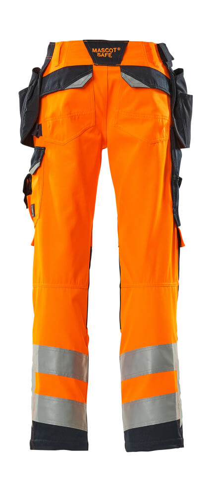 Housut riipputaskuilla - 15531-860 - hi-vis oranssi/tumma laivastonsininen