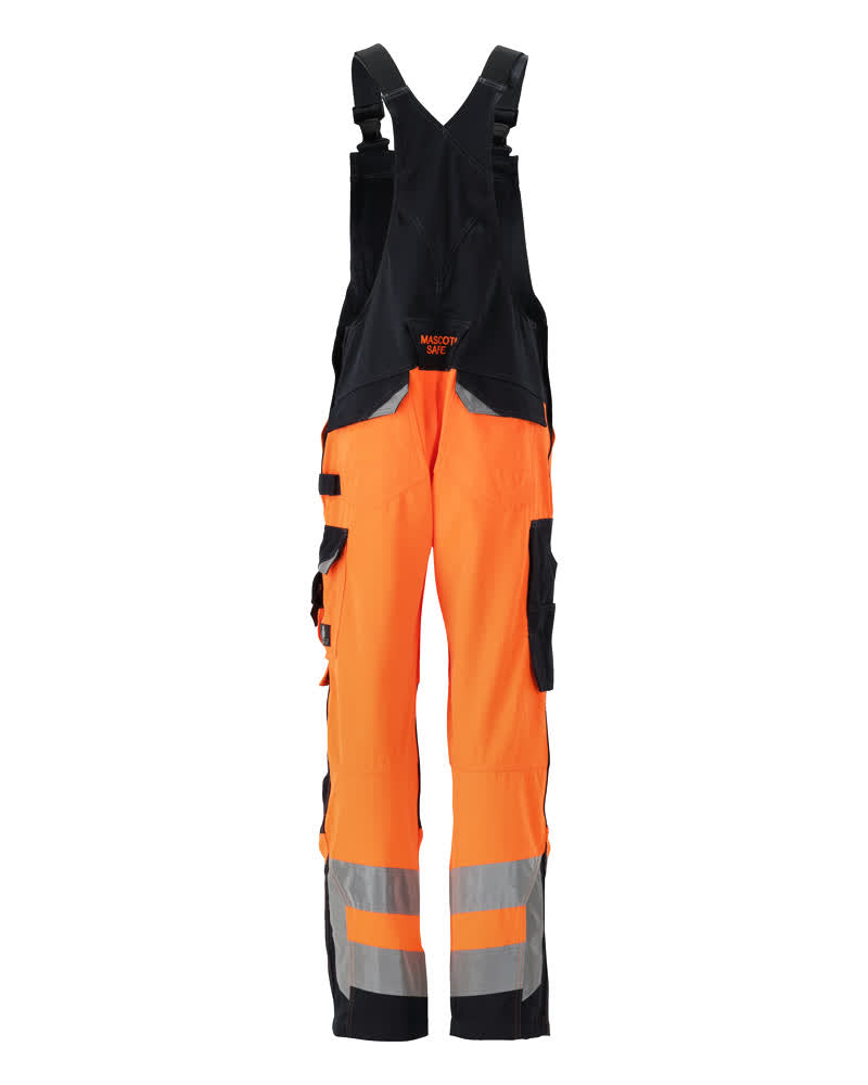 Avohaalari polvitaskuilla - 15569-860 - hi-vis oranssi/tumma laivastonsininen