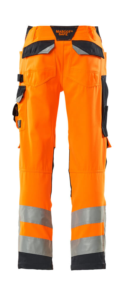 Housut polvitaskuilla - 15579-860 - hi-vis oranssi/tumma laivastonsininen