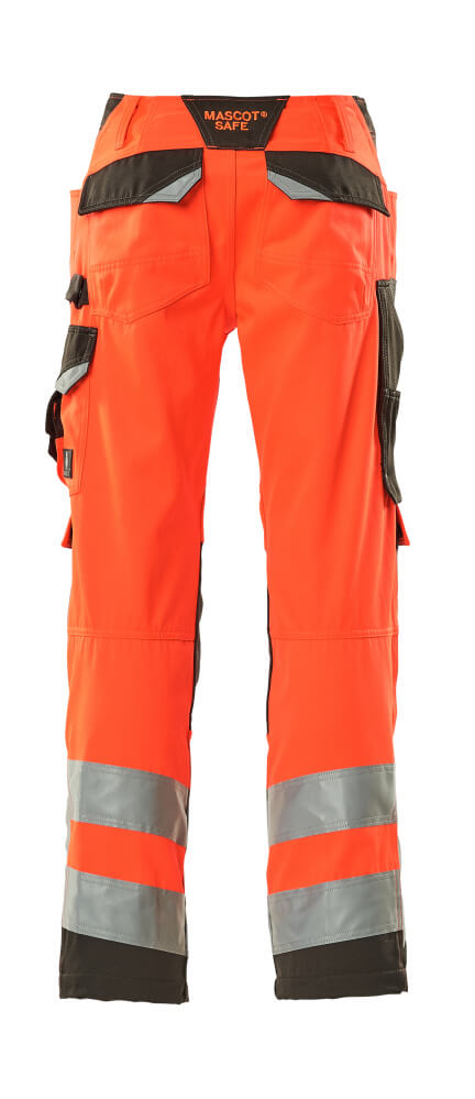Housut polvitaskuilla - 15579-860 - hi-vis punainen/tumma antrasiitti