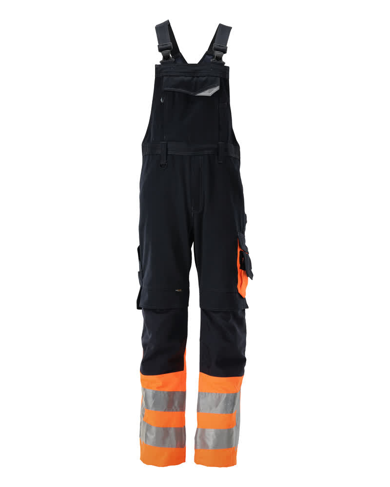 Avohaalari polvitaskuilla - 15669-860 - tumma laivastonsininen/hi-vis oranssi