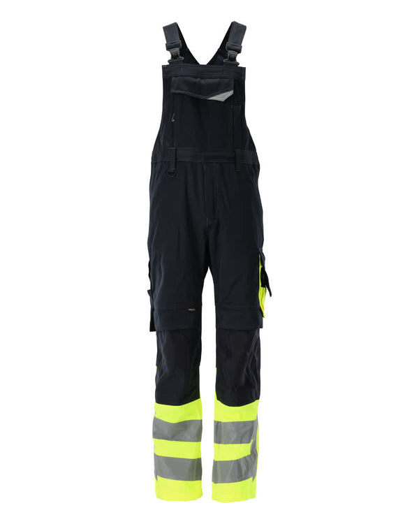 Avohaalari polvitaskuilla - 15669-860 - tumma laivastonsininen/hi-vis keltainen