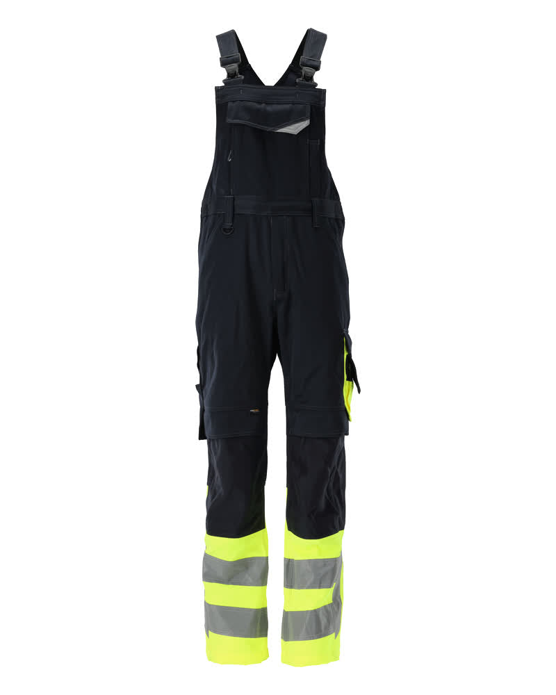 Avohaalari polvitaskuilla - 15669-860 - tumma laivastonsininen/hi-vis keltainen