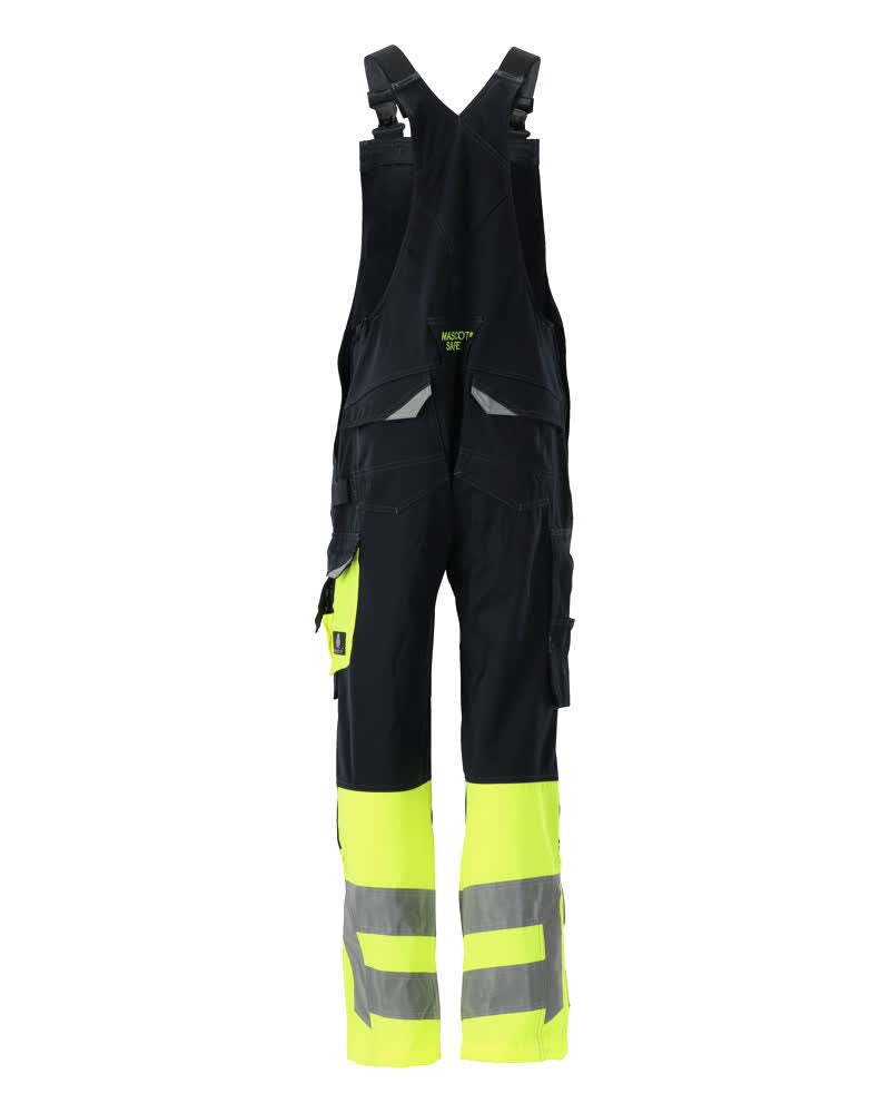 Avohaalari polvitaskuilla - 15669-860 - tumma laivastonsininen/hi-vis keltainen