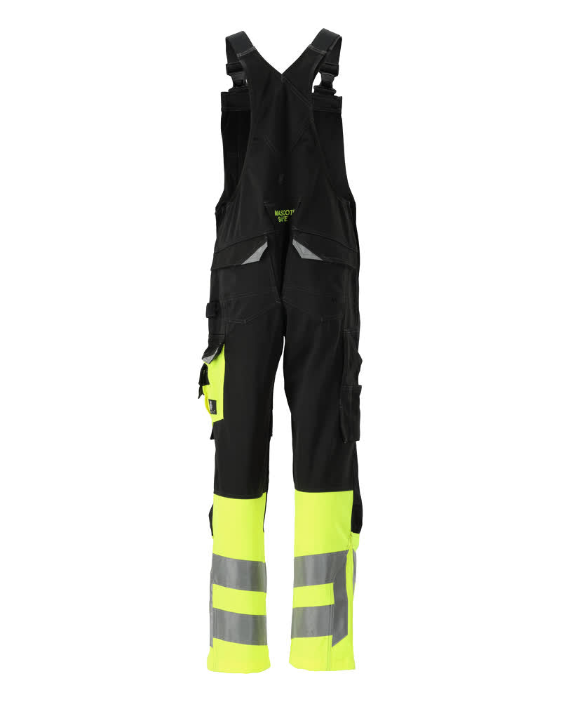 Avohaalari polvitaskuilla - 15669-860 - musta/hi-vis keltainen