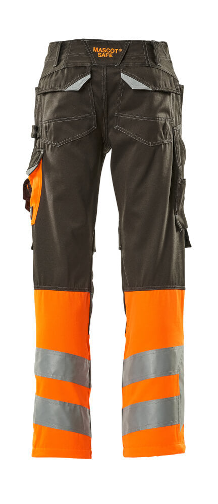 Housut polvitaskuilla - 15679-860 - tumma antrasiitti/hi-vis oranssi