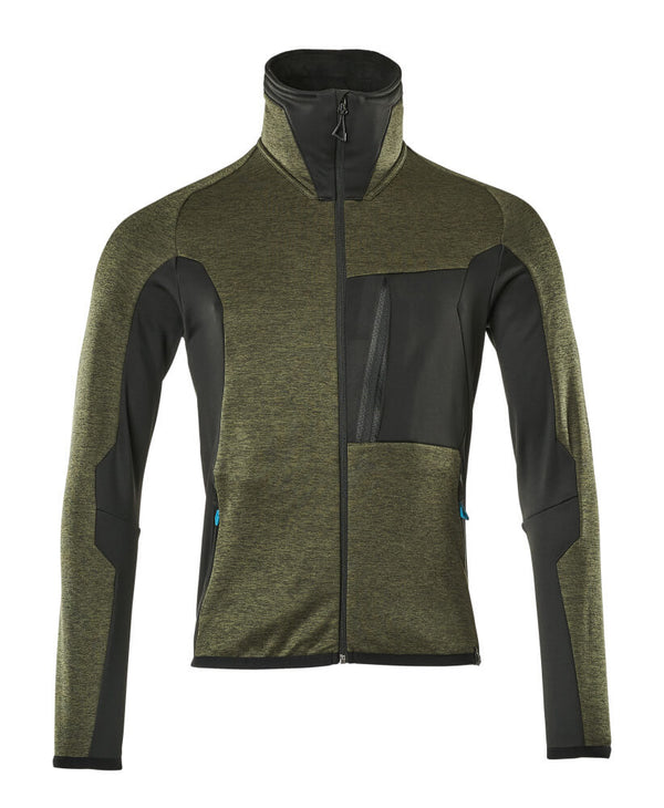 Fleecepusero vetoketjulla - 17103-316 - Sammaleenvihreä/musta